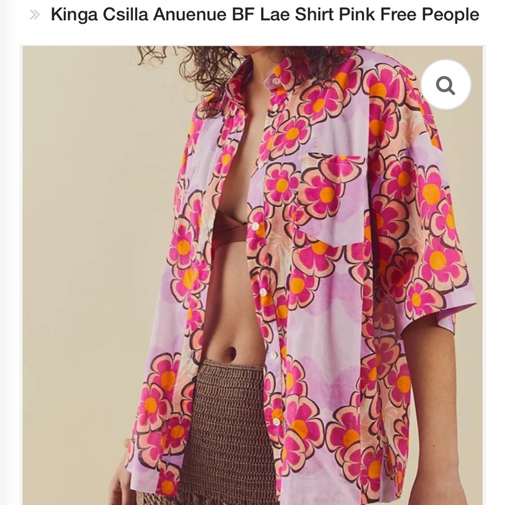 SOLD ON DEPOP KINGA CSILLA pink “AVENUE”  floral button up